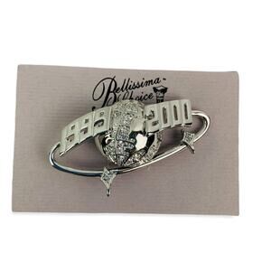 Vintage 1999 Bellissima Choice Silvertone Pin Brooch "1999-2000" 2.5"l x 1.5"h